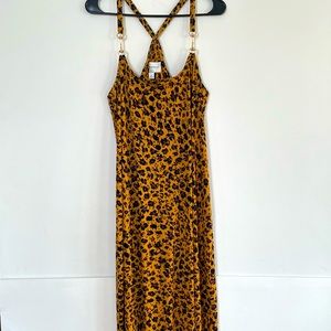 Donna Morgan Leopard Print Crossback Jersey Maxi Dress Women’s Size 14